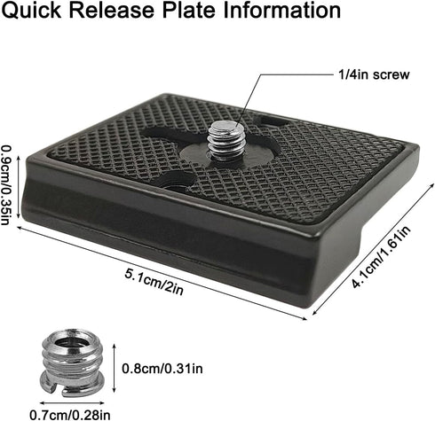 2 Pack Quick Release Plate for Manfrotto 200PL-14 QR Cameras Tripod, 1/4" and 3/8" Screws