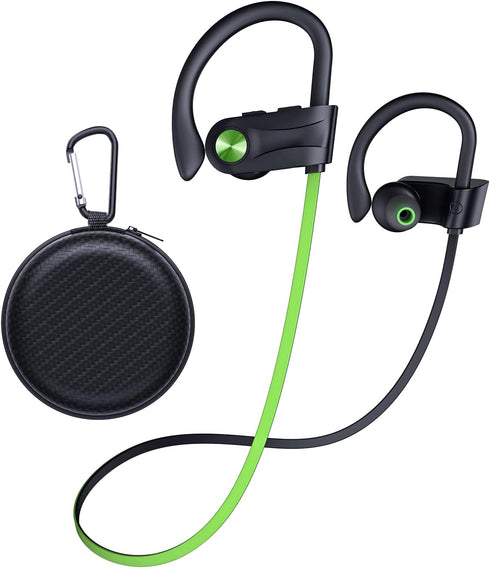 Bluetooth Headphones, Wireless Earbuds IPX7 Waterproof with 16Hrs Playtime, Stereo Bass Headsets with Mic