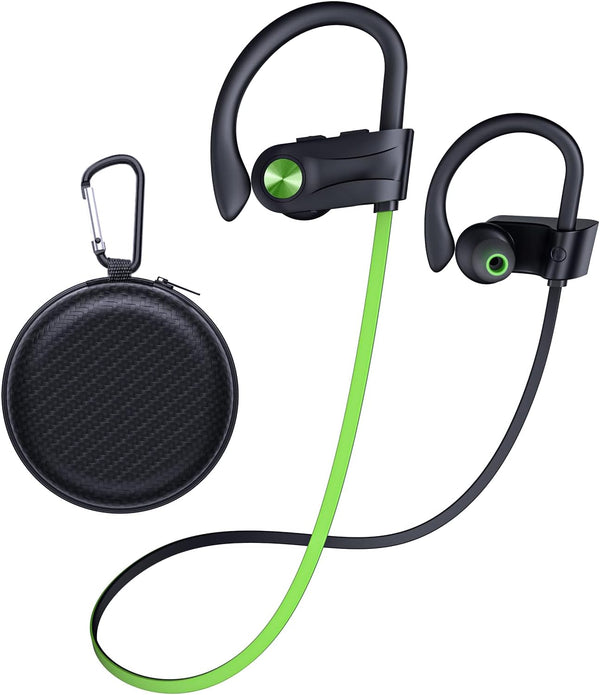 Bluetooth Headphones, Wireless Earbuds IPX7 Waterproof with 16Hrs Playtime, Stereo Bass Headsets with Mic