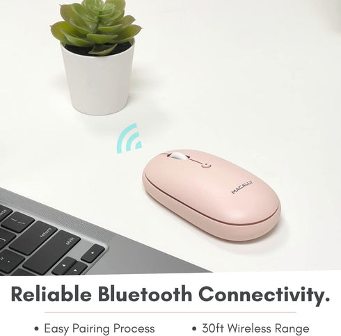 Macally Wireless Bluetooth Mouse, Strong Connection, Quiet, Comfortable, Rechargeable Mouse for Macbook Air/Pro,