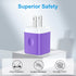 USB-A Wall Plug Charger Purple for Google Pixel 8a 8 7 Pro, Samsung Galaxy A55/A15/A53/S24/S23/S22/S21, 2-Pack USB