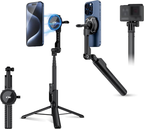 KIWIFOTOS Mini Magnetic Tripod for iPhone 17 MagSafe Selfie Stick with Wireless Remote