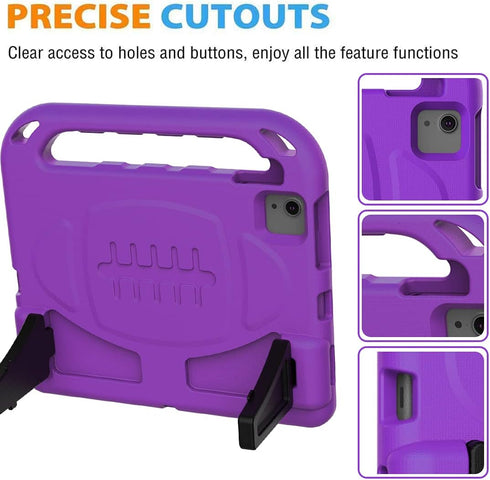 BMOUO Kids Case for iPad Air 5th/4th Generation, Built-in Screen Protector, Shockproof Handle Stand, Purple