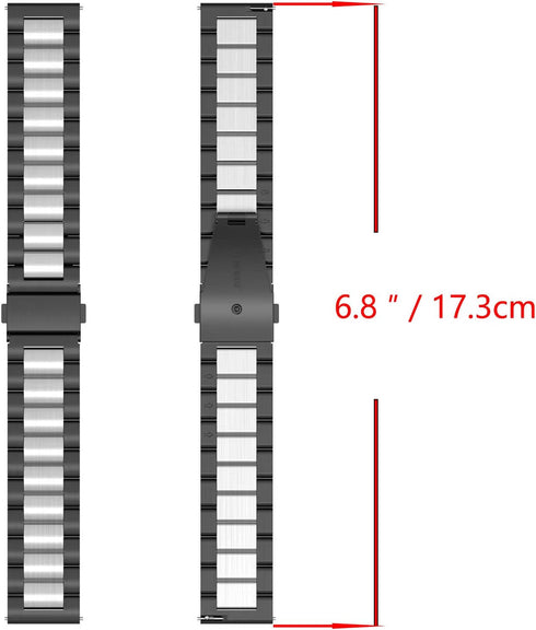 22mm Quick Release Solid Stainless Steel Metal Watchband, Compatible with Samsung, Casio, Huawei, and More