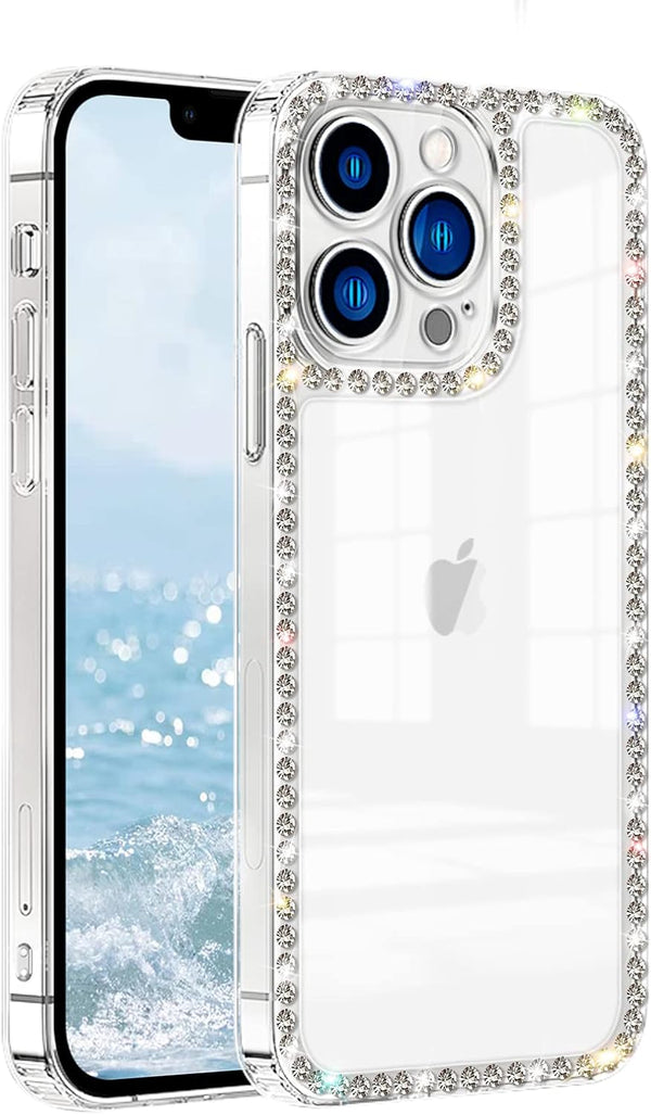 Compatible Clear Case for iPhone 13 Pro Max, Cute Bling Diamond Glitter Rhinestone Soft Silicone Luxury Fashion