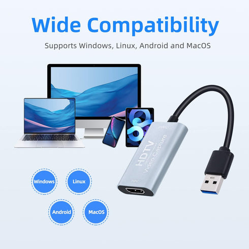 Mcbazel 4K 1080p 60fps 3.0 OBS/PS5/Switch/PC/Mac HDMI Video Capture Card USB C, Video Capture Device for Live