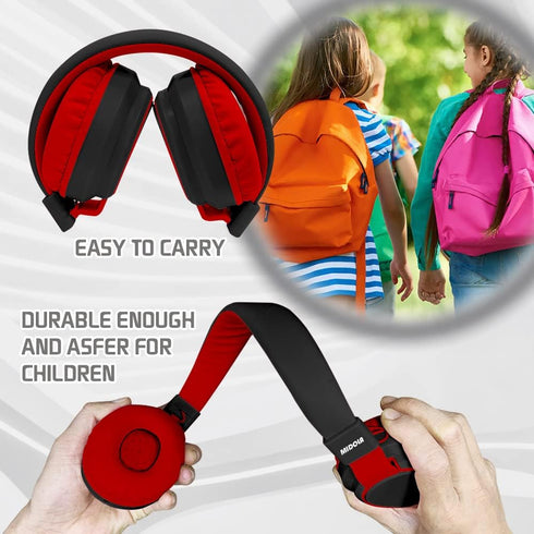 MIDOLA Kids Headphones Bluetooth 5.3, Wireless 60H Play Time, Volume Limited Over Ear Headset for Travel