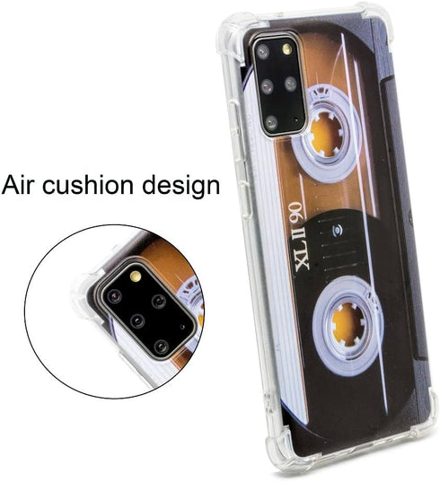 FAteam Case for Galaxy S20 Plus, Retro Music Cassette Tape Design, Reinforced Corners, TPU Soft Bumper