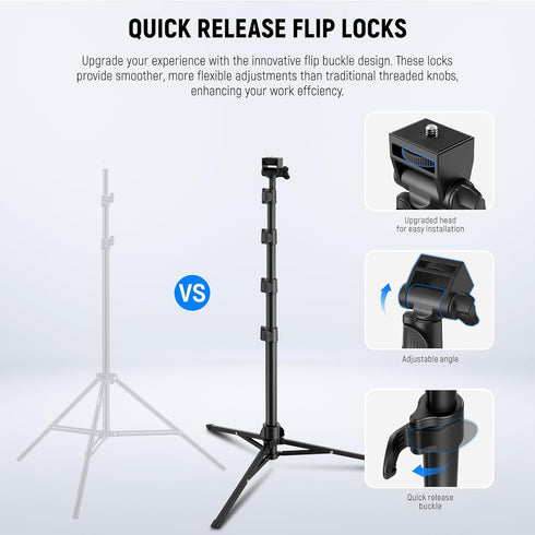 NEEWER 66" TS03 Basic Phone Tripod for iPhone & Camera w/Remote & Phone Holder, Metal Selfie Stick Travel Vlog Cell