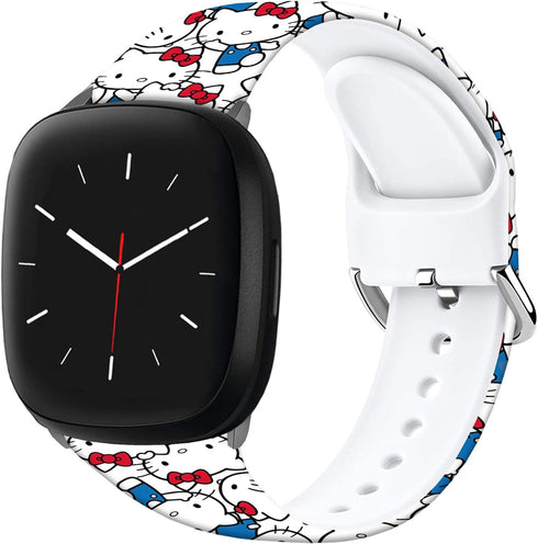 Floral Pattern Printed Cartoon Watch Bands for Fitbit Versa 4/3/Sense, Soft Silicone Sport Replacement