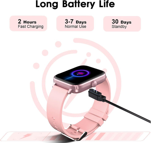 Smart Watch for Women, 1.85" Waterproof Fitness Tracker with 24-Hour Blood Pressure, Heart Rate, SpO2 Monitor, iPhone