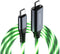 IHAO USB Type C to Type C PD 60W Fast Charging Cable, High Data Speed, LED Current Flowing, Green, 39 Inches