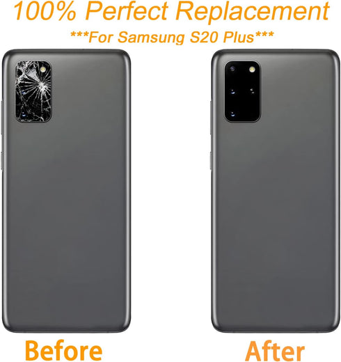 2pcs Rear Camera Glass Lens Replacement with Adhesive, Repair Toolkit & Back Camera Cover for Samsung S20 Plus