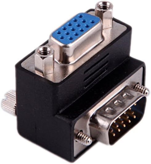 Nightwolf VGA Male to Female 15 Pin SVGA Cable Adapter, 90 Degree Right Angle L Style for PC to Monitor