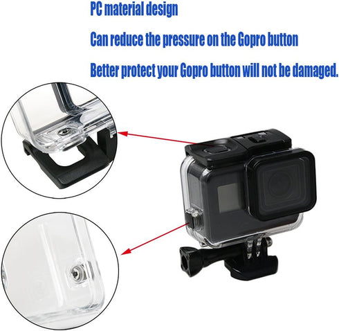 Waterproof Case for Gopro Hero 7 Hero 6 Hero 5 Hero 2018 Black Accessories, Housing Case Protective Shell with Anti Fog Inserts and Filter Kit Suitable for Underwater Diving Photography 45M