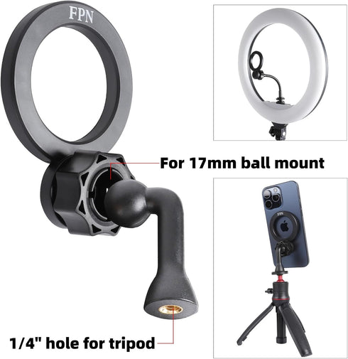 FPN 1/4"-20 12 13 14 15 16 Magnetic Tripod Holder Mount Adapter for MagSafe, Magnet Phone Holder Adapter with Screw