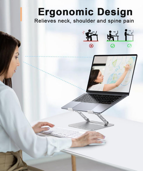 Aoviho 10-15.6 inch, Adjustable Laptop Stand for Desk,Portable Laptop Stand Holder and Riser,Foldable Aluminum Notebook