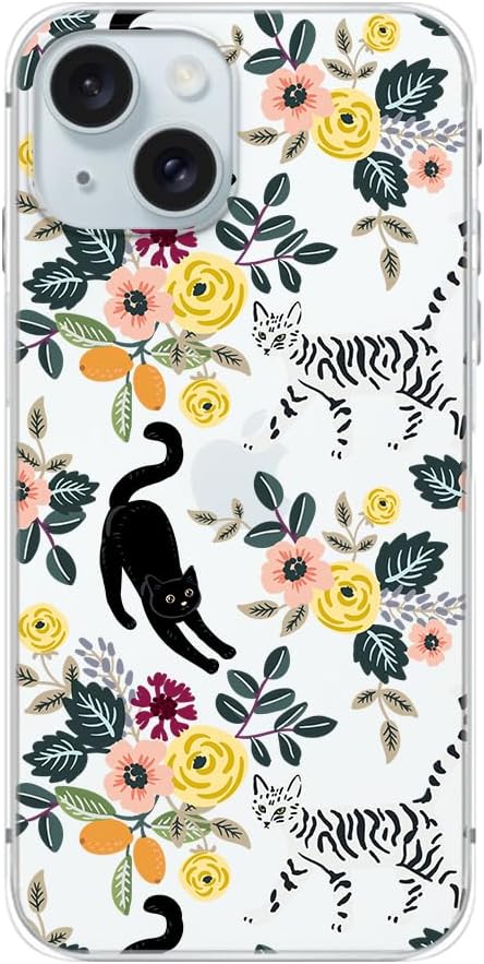 Blingy's iPhone SE Case (3rd gen)/(2nd gen) 4.7inch, Cat Style with Cute Flower Pattern, Transparent Soft TPU