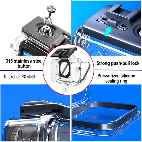 KETOPKIN 6 Camera,60M/196FT 6 Waterproof Case for DJI Osmo Action Underwater Diving Housing Dive Protection Shell