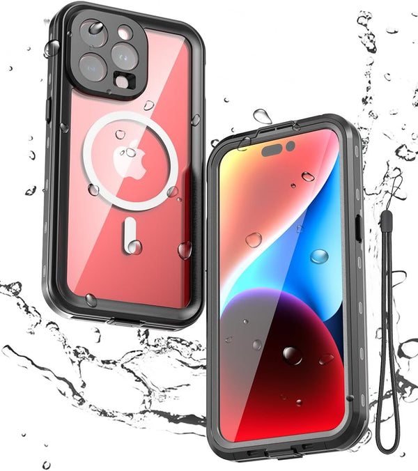 Miimall iPhone 15 Pro Waterproof Case, Built-in Screen Protector, Military Drop Proof, Rugged Cover - Gray