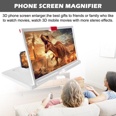 Kakalote 12'' 3D Phone Screen Magnifier Amplifier, Foldable Phone Stand HD Mobilephone Magnifier Projector Screen