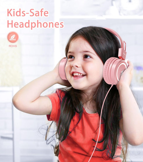 85/94dB, Bywulanda Kids Headphones with LED Lights for School, Upgrade USB Type C Kid Headphone with Microphone, Volume