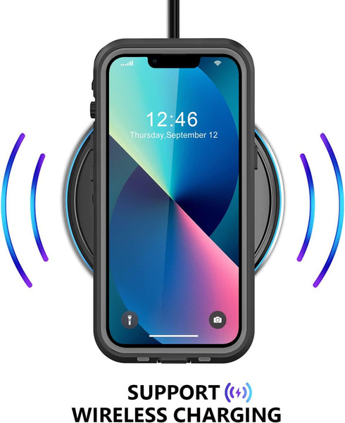 iPhone 13 Waterproof Case with Built-in Screen Protector, Shockproof Dustproof Full Body IP68 Protective Phone Case for