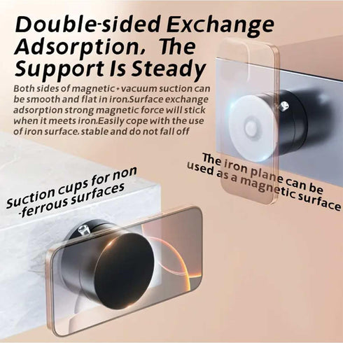 Oudvaker 360 Foldable Magnetic Vacuum Phone Holder, Electric Suction Car Mount, Double-Sided Swivel Stand for Car