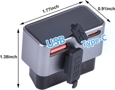 FRCVESNG DC1224V Car OBD Power Adapter, OBD Male to Type-C USB Female Charger OBD Car Charger for Mobile Phones, Dash