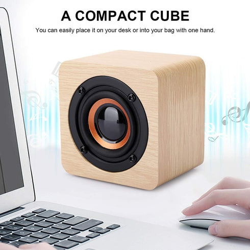Retro Wireless Bluetooth Speaker, Yellow Wooden USB-Powered Portable Speaker with HD Sound and Rich Bass for Computer PC