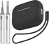 Compatible with AirPods Pro 2 Case, Soft Silicone Skin Cover with Cleaner Kit and Lanyard, Front LED Visible (Black)