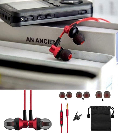 MR01 Wired in-Ear Earbuds Headphones with Microphone, S/M/L Ear Bud Tips, High Sound Quality, Tangle-Free, for Phones,