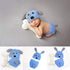 Newborn Baby Girl Boy Photo Props, Crochet Knitted Blue Dog Hat & Shorts Set for Photography Shoot (0-6 Months)