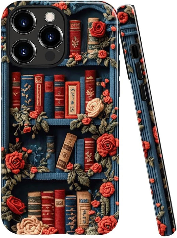 DJSOK Compatible with iPhone 14 Pro Max,Glossy PC Anti-Scratch Shockproof Case - Bookshelf