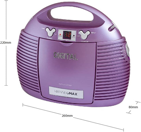 HANNLOMAX HX-327CD Portable CD Player with AM/FM Radio, Aux-in, AC/DC Dual Power Source (Purple)