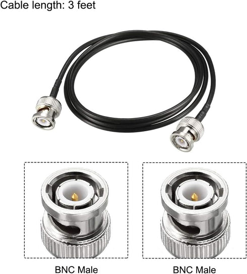 uxcell BNC Male to Male Coaxial Jumper Cable, 50 ohm, 3 feet RG174