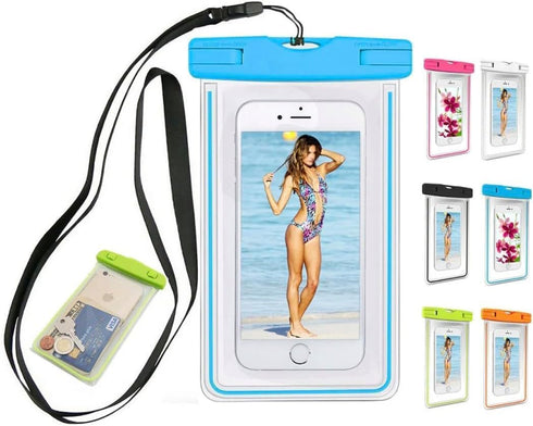 Waterproof Phone Pouches, Universal Fit, Clear, 2 Pack, Green