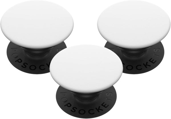 PopSockets Phone Grip with Expanding Kickstand, White on Black (Pack of 3)