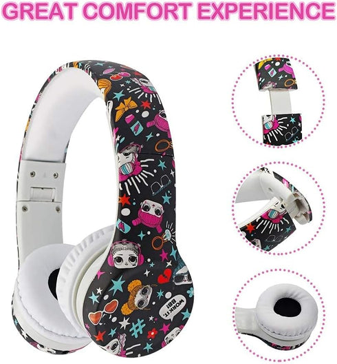 Girls Headphones for Kids, Toddler Headphones with Mic, Audio Sharing Port, Volume Limiting for Boys and Girls, School