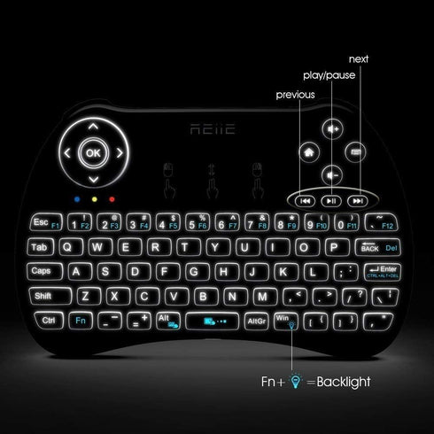 (Backlit Version) H9+ Mini Keyboard, 2.4GHz Wireless Mini Handheld Smart TV Remote Keyboard with Touchpad for PC,