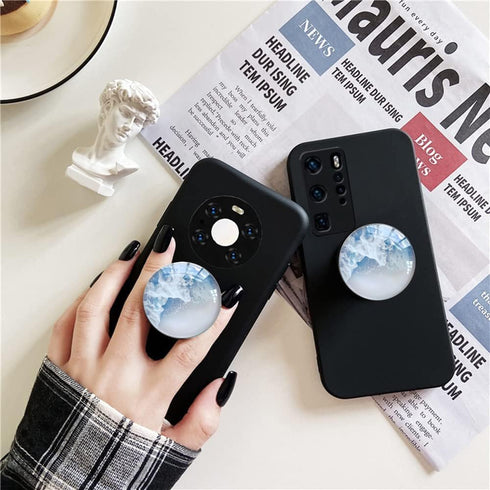 Clear Crystal Collapsible Expanding Mobile Phone Grip Stand Holder for Smartphones (White Wave)