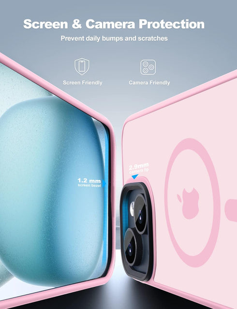Tigowos Phone Case for iPhone 15 Plus & iPhone 14 Plus, MagSafe Compatible, 10FT Drop Resistant, Barbie Pink