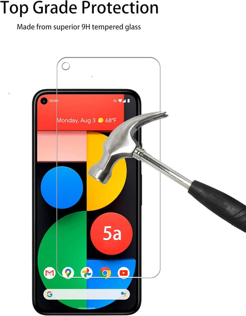 Easy Alignment Frame for Google Pixel 5a 5G, Tempered Glass Screen Protector 2-Pack + Camera Lens Protector Film 2-Pack