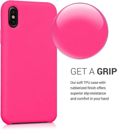 kwmobile Case Compatible with Apple iPhone X - TPU Silicone Phone Cover with Soft Finish, Neon Pink