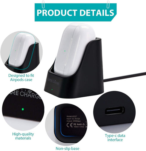 AirPods Wireless Charger for AirPods Pro and AirPods - Black