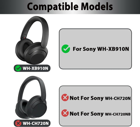 WH-XB910N Replacement Ear Pads, Upgrade Cooling Gel Earpads Cushions for Sony WH-XB910N Noise Cancelling Headphones, Ear Pads Cushions with Soft Memory Foam and Buckle(Black)