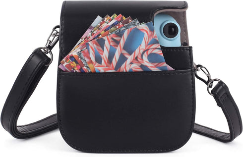 Phetium Instant Mini 12 Camera Protective Case for Instax Mini 12 11, PU Leather Bag with Pocket and Adjustable Strap -