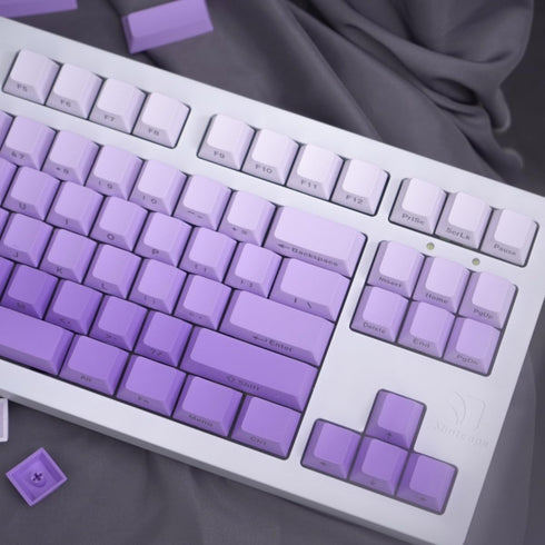 Gradient Purple Keycaps Set, 125 Keys Cherry Profile Dye Sub PBT for 60% 65% 95% Mechanical Keyboards