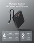 VRURC Portable Charger with Built-in Cable, 10000mAh 22.5W Fast Charging USB C Battery Pack for iPhone 15 14 Samsung