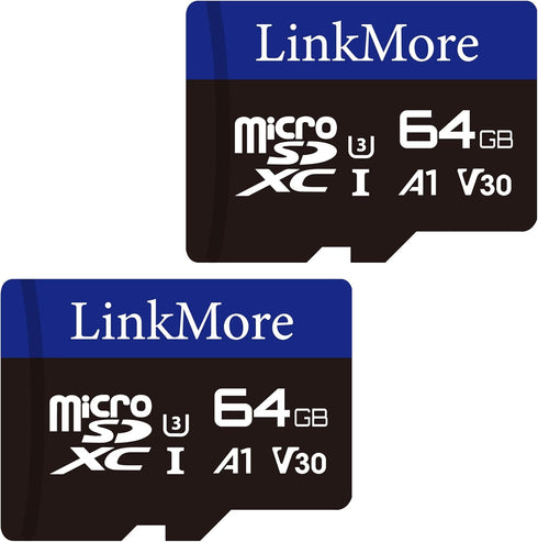 LinkMore XV13 64GB (2pack) MicroSD Memory Card, MicroSDXC A1 UHS-I U3 V30 Class